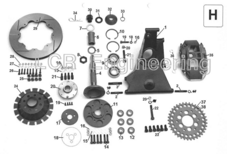 Sidecarshop Zahnradaufnahme Kunststoff platte (H18)