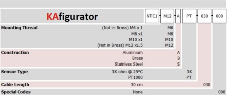 KA Sensors NTC1-M6-S-3K-050-106 Fluid Temperature Sensor