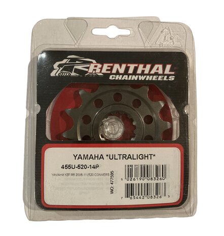 Renthal sprocket front 14T ultralight Yamaha YZF R6 2006-11 (520 convers)