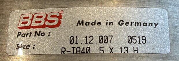 BBS Felgenbett aussen 5.0 x 13'' B-Ware (1)