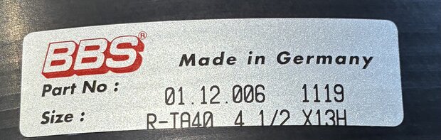 BBS Felgenbett aussen 4.5 x 13'' Schwarz B-Ware (1)